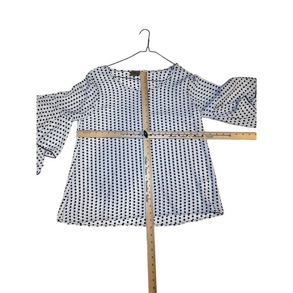 Forever Grace Blouse Top Women's Medium White Black Polka Dot Polyester Stretch - Picture 4 of 5